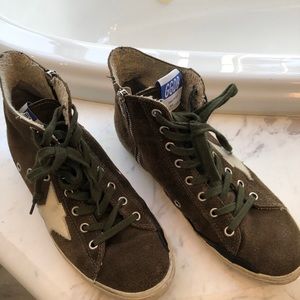 Golden Goose Olive Green High Top Sneakers